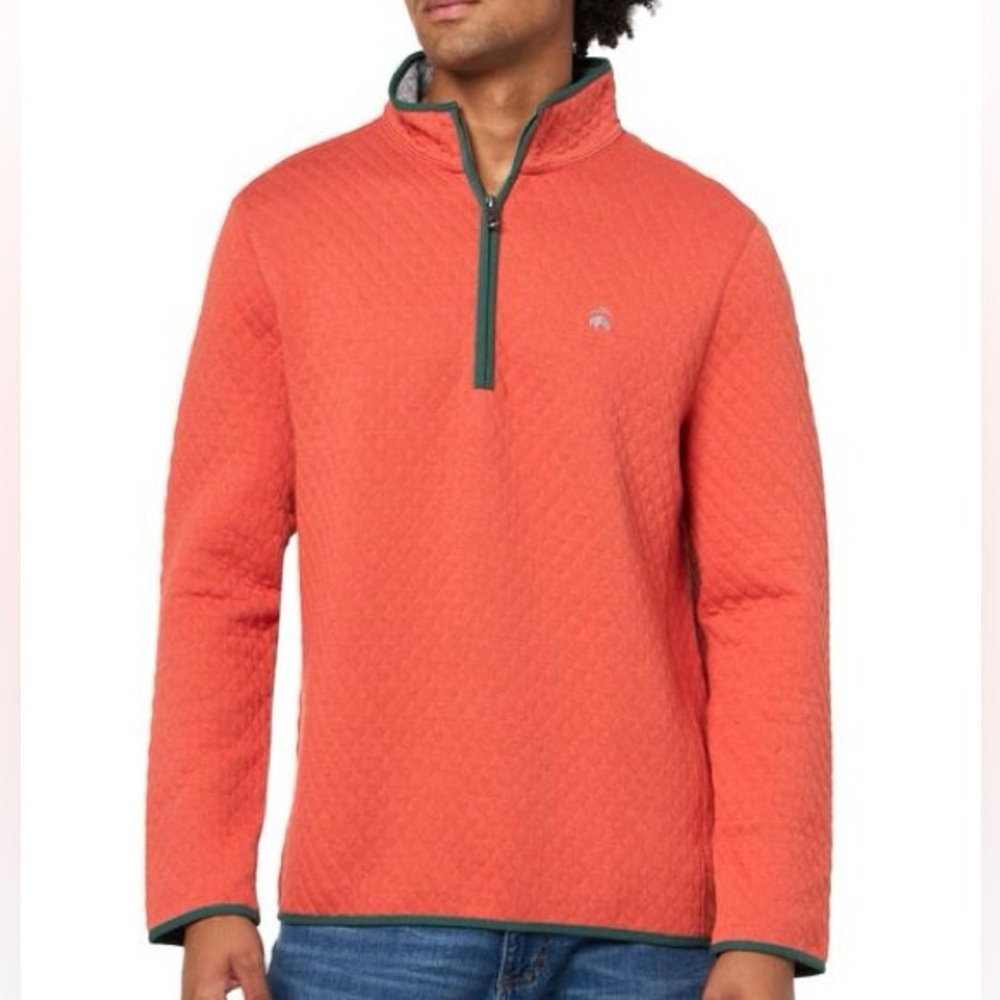 Brooks Brothers Orange Quilted Pullover Quilted Half-Zip in Cotton Blend